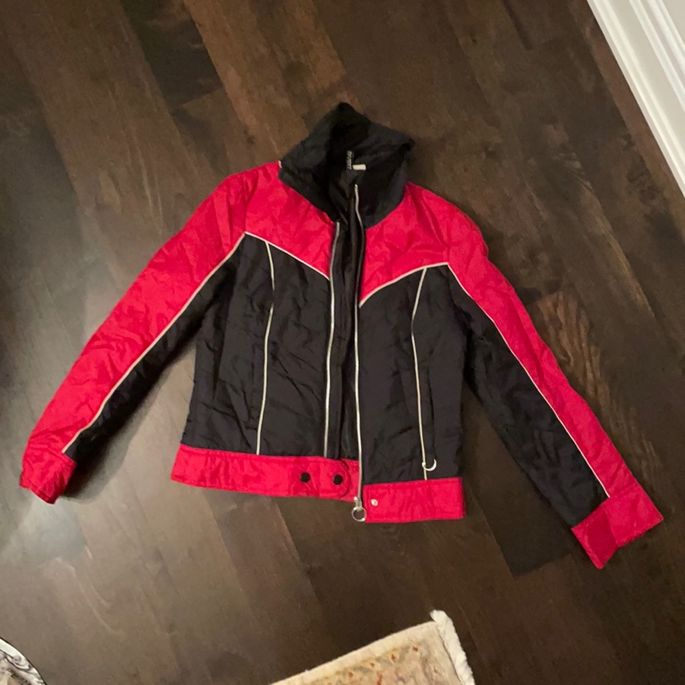 Red and black bomber jacket